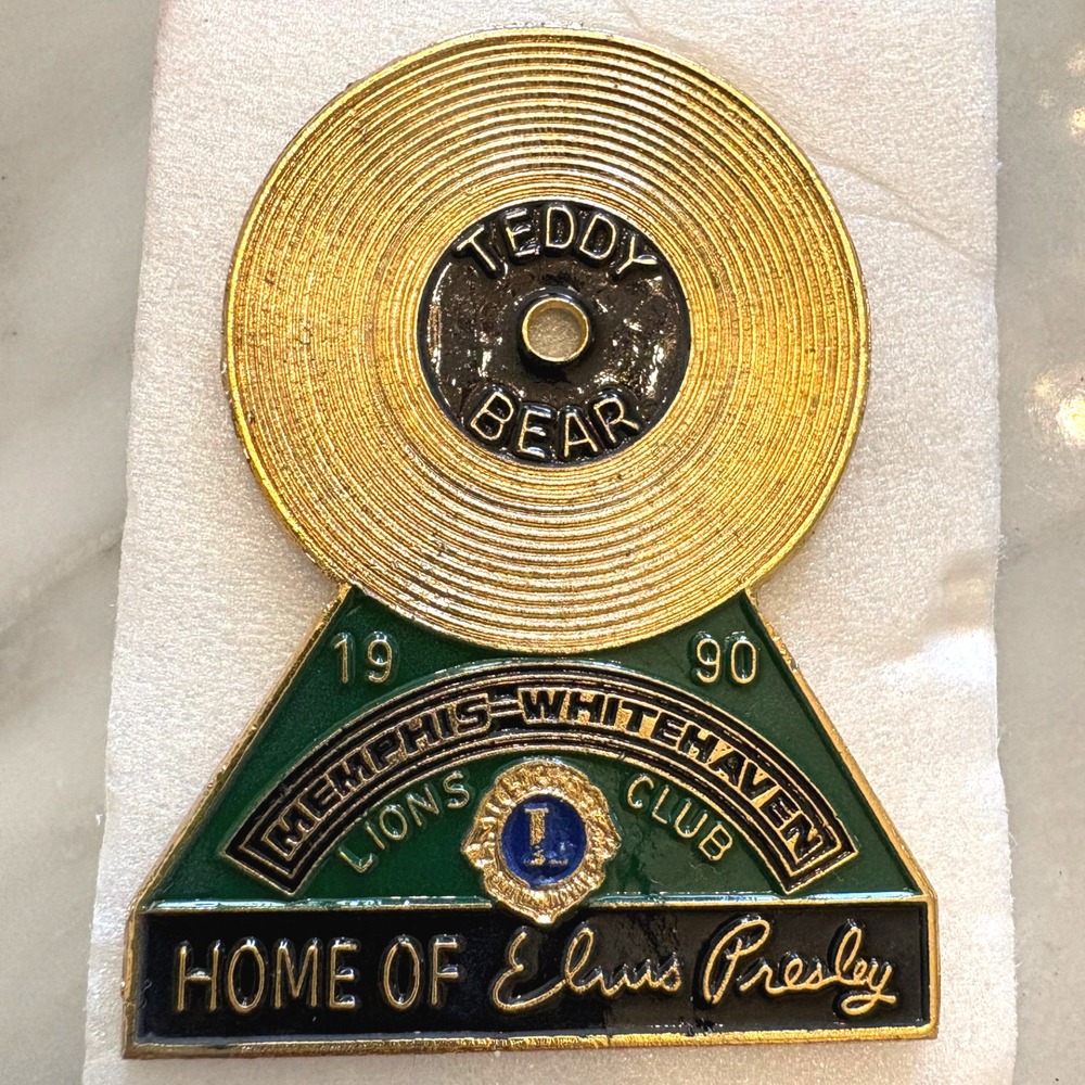 Vintage Elvis Presley Graceland Lions Club Memphis Whitehaven 1990 Pin Badge NEW